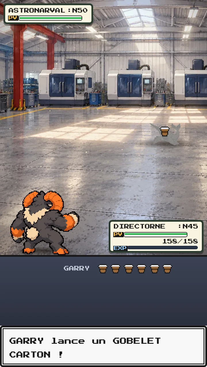 Capture du jeu : un GOBELET CARTON lancé sur un ASTRONARVAL dans l'atelier