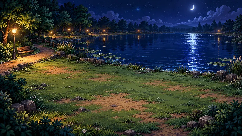 Le lac du siège, la nuit